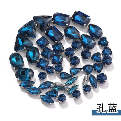 Mixed Four-Corner Claw Rhinestones - Silver Crystal Glass Hand-Sewn Wedding Dress Accessories 50pcs