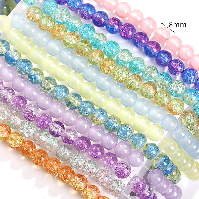 Xichuan autumn colorful ice flower jelly round beads DIY bracelet, necklace, jewelry, accessories, handmade perforated beads