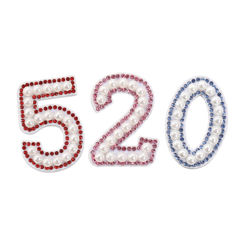 Wholesale 0-9 Pearl Nonwoven Fabric Colorful Digital Stickers with Adhesive Number Stickers DIY Creative Clothing and Bag Decorations