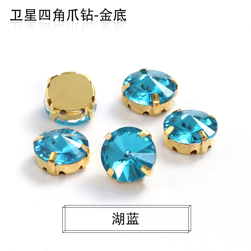 Xichuan new gold background satellite square corner hand sewing drill claw drill DIY clothing collar dress accessories material wholesale
