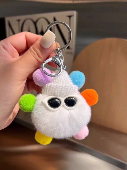 Cute otter rabbit fur small briquette bag pendant ornament school bag eye doll pendant cartoon doll keychain