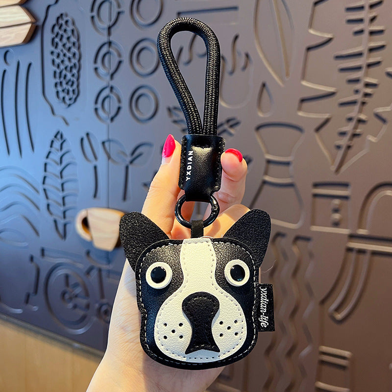 Creative PU leather Shiba Inu keychain doll pendant cute husky couple car keychain bag pendant