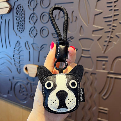 Creative PU leather Shiba Inu keychain doll pendant cute husky couple car keychain bag pendant