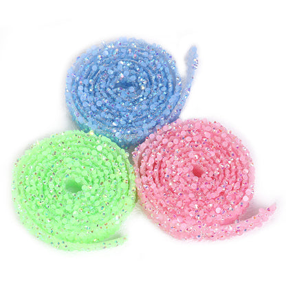 Jelly color resin drill strip adhesive self-adhesive hot iron drill rhinestone crafts clothing accessories accessories resin drill belt