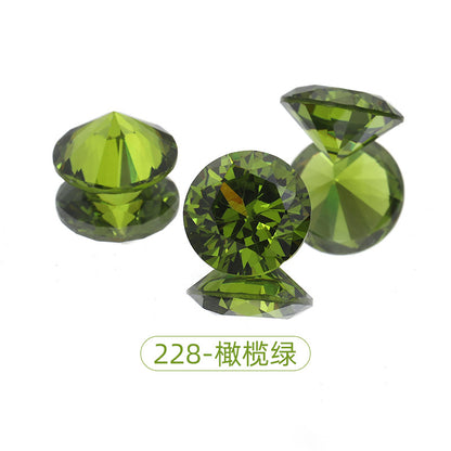 Cross-border round zircon bare stone, pointed bottom glass diamond, colored zircon sparkle, bright white zircon nail drill manufacturer