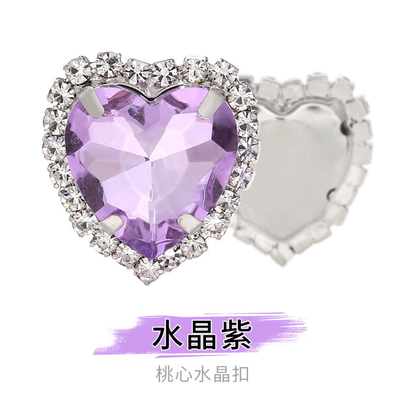 Heart-Shaped Crystal Claw Rhinestones - Hand-Sewn Hat Shoe Accessories Crystal Buckles