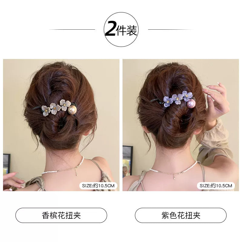 Elegant and sophisticated floral twist hair clips for women, 2026 new high-end back hair clip, straight duckbill clip