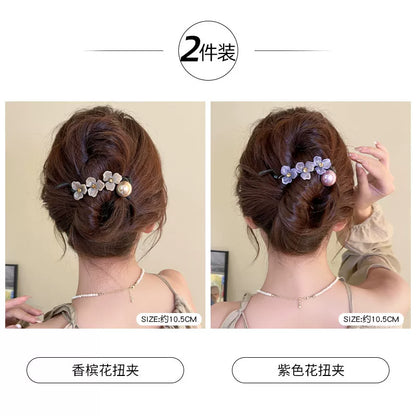 Elegant and sophisticated floral twist hair clips for women, 2026 new high-end back hair clip, straight duckbill clip