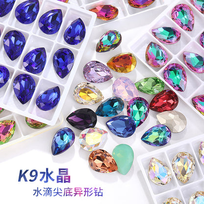 K9 material, pointed bottom pear-shaped rhinestone, color-resistant base, clothing crystal accessories, high-end pinkstone rhinestone