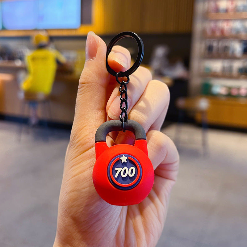 Creative Mini Fitness Barbell Piece Keychain Pendant Couple Car Bag Keychain Sports Small Pendant Wholesale