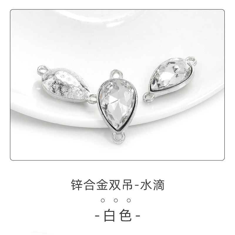 Direct supply of waterdrop double pendants, zinc alloy pendants, earrings, bracelets, jewelry accessories, high-value waterdrop double pendants