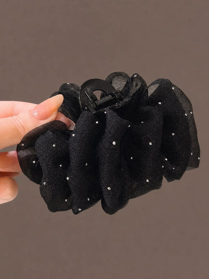Black mesh bubble claw hair clip with a premium look like a 'full-scale starry star' hair clip, 2026 new style with little hair volume at the back of the head