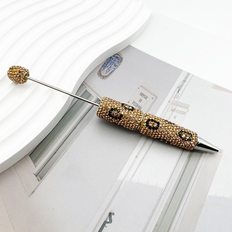 Leopard print full diamond ballpoint pen creative DIY beading pure handmade diamond set ballpoint pen advertising gift pen spot wholesale