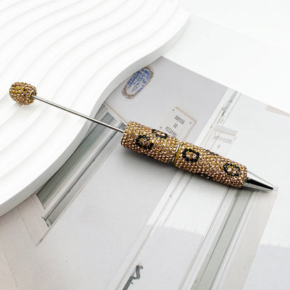 Leopard print full diamond ballpoint pen creative DIY beading pure handmade diamond set ballpoint pen advertising gift pen spot wholesale