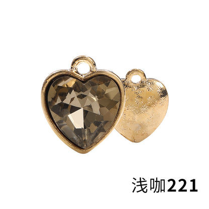 Xichuan zinc alloy peach heart crystal gold base single hanging heart-shaped glass diamond DIY jewelry earrings with diamonds pendant batch
