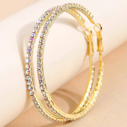 2-4-6-8-10cm oversized earrings exaggerated earrings european and american round rhinestone geometric hoop earrings for women cross-border
