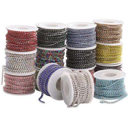 Hot Selling Multicolor White K Claw Chain 2 2.5 2.8 3mm Dense Crystal Glass Drill Claw Chain DIY Clothing Decorations
