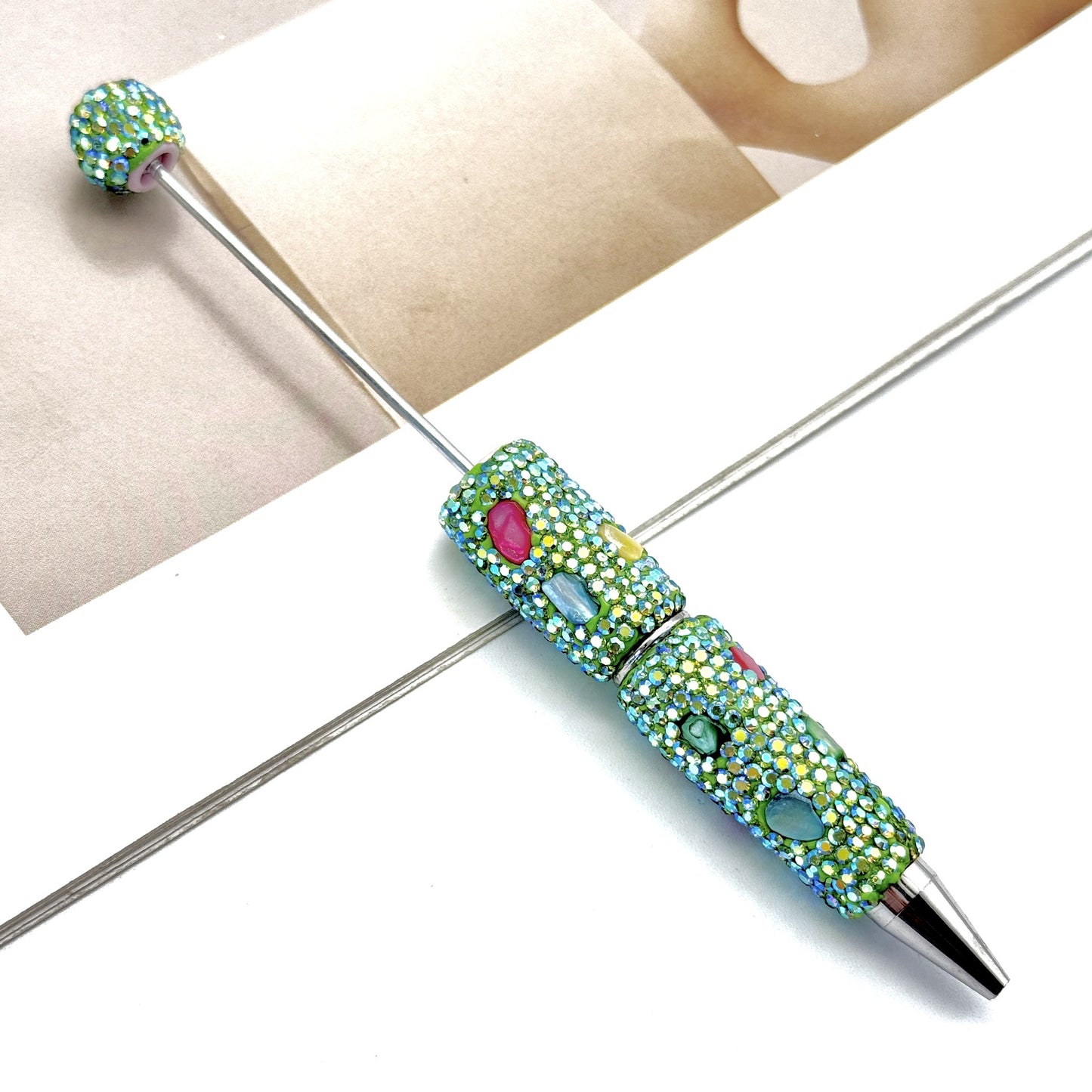 DIY electroplating colorful shell full diamond pen new heavy industry diamond beaded pen cross-border hot selling educational student stationery