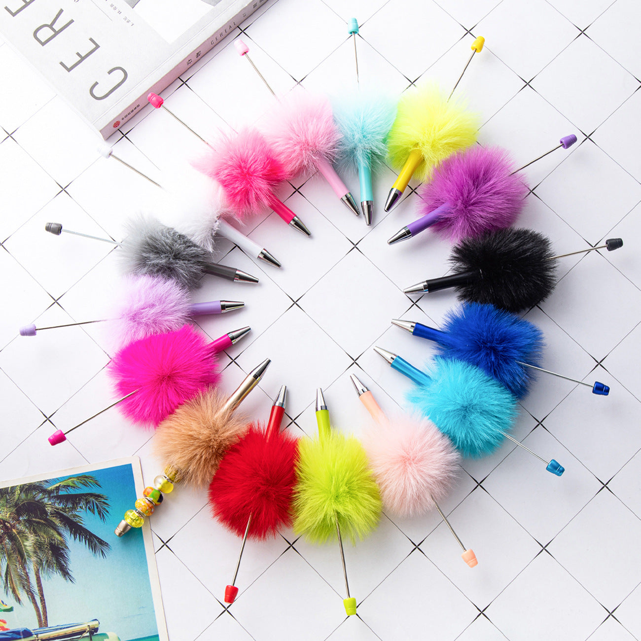 DIY Plastic Ballpoint Pen - Creative Handmade Plush Cartoon Hairball Pen Wholesale