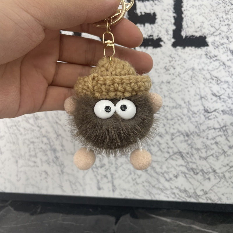Imitation mink fur small briquette plush pendant, car keychain pendant, trinket, plush bag pendant, school bag pendant