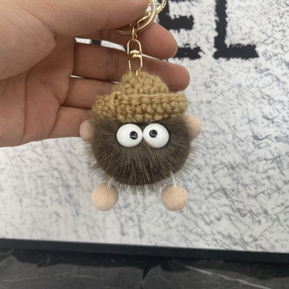 Imitation mink fur small briquette plush pendant, car keychain pendant, trinket, plush bag pendant, school bag pendant