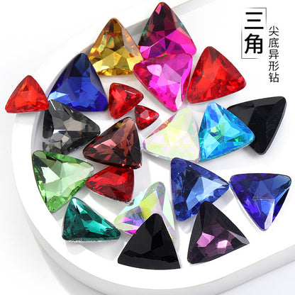 Pointed bottom triangular diamond, irregular rhinestone phone case, diamond attachment, diamond apparel, clothing, shoes, bags, crystal jewelry, accessories, pointed bottom triangular diamond