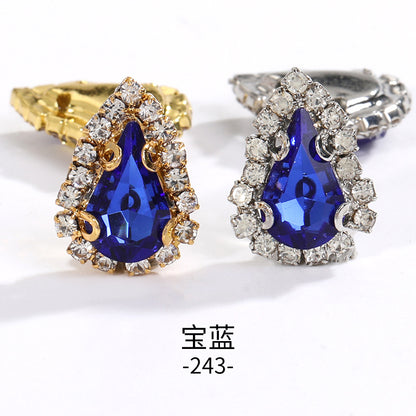 Pointed waterdrop claw rhinestone edge 4-hole hand-stitched rhinestone DIY headwear accessory clothing flash rhinestone accessory pointed waterdrop crystal buckle