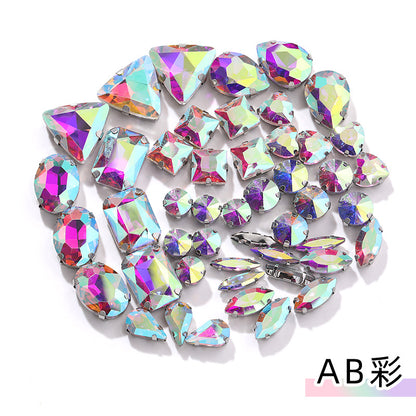 Mixed Four-Corner Claw Rhinestones - Silver Crystal Glass Hand-Sewn Wedding Dress Accessories 50pcs