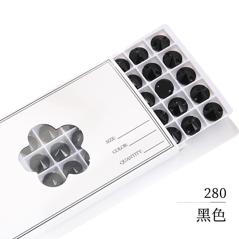 Flat Bottom Hand-Sewn Diamond K9 Satellite Round Flat Buckle Double Hole Punched Hand-Sewn Diamond Wedding Dress Apparel Accessories Super Flash Satellite