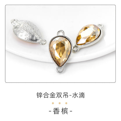Direct supply of waterdrop double pendants, zinc alloy pendants, earrings, bracelets, jewelry accessories, high-value waterdrop double pendants