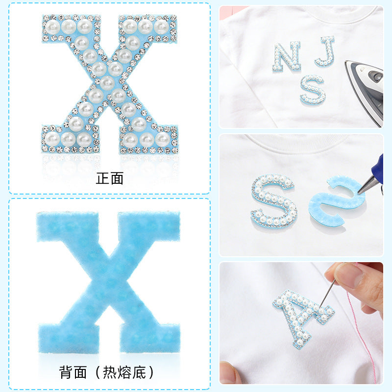 Hot Heat Patch Stickers with 26 English Letters Stickers DIY Accessories Clothing and Hat Accessories Blue Non-Woven Fabric Stickers
