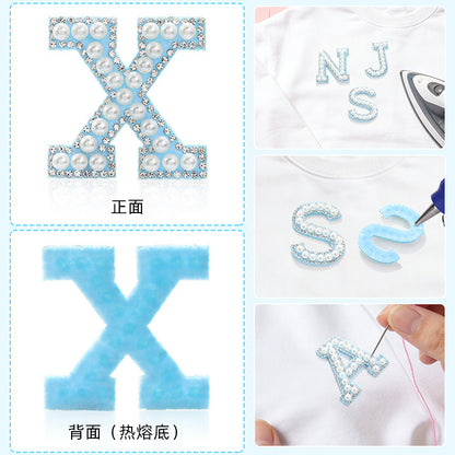 Hot Heat Patch Stickers with 26 English Letters Stickers DIY Accessories Clothing and Hat Accessories Blue Non-Woven Fabric Stickers
