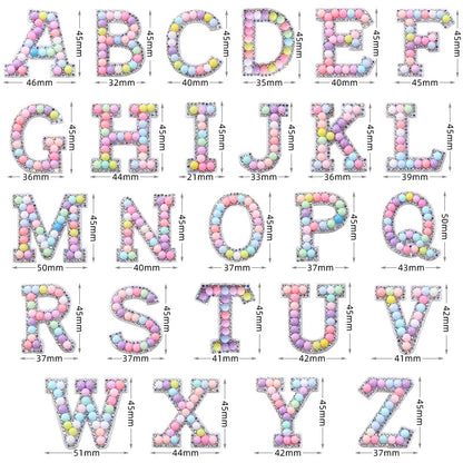 Macaron letter stickers, 26-letter English DIY accessories, clothing accessories, faux pearl and rhinestone appliqué set
