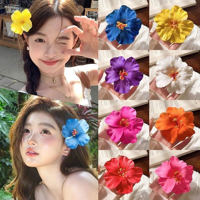 Flower hairpin female hottie photo headgear retro super fairy atmosphere blue beautiful new Chinese side clip hair accessories