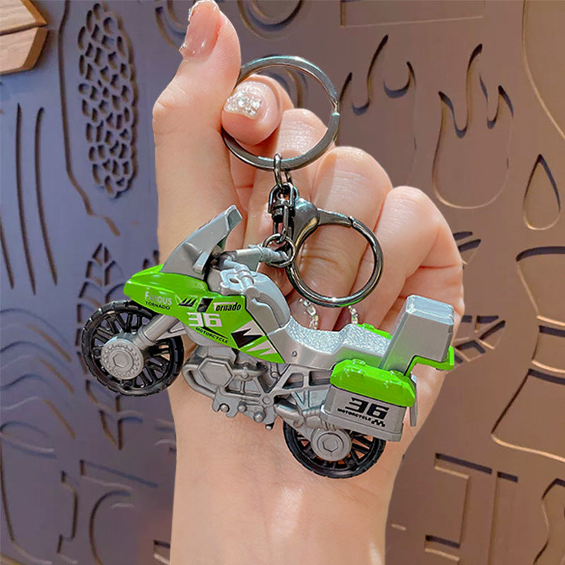 Creative Cool Motorcycle Keychain Pendant Mini Kids Pullback Toy Car School Bag Keychain Small Gift Wholesale