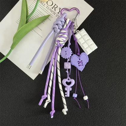 Creative Acrylic Love Braided Rope Women's Bag Keychain Pendant Student School Bag Keychain Pendant Gift