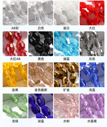 Colorful Olive Shape Crystal Glass Beads - 6x8mm Clothing Hair Accessories DIY Door Curtain