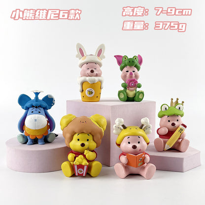 Winnie the Pooh 6 Eyyi Pig Figure Crane Machine Gacha Cultural and Creative Blind Box Gift Car Ornaments Wholesale Delivery