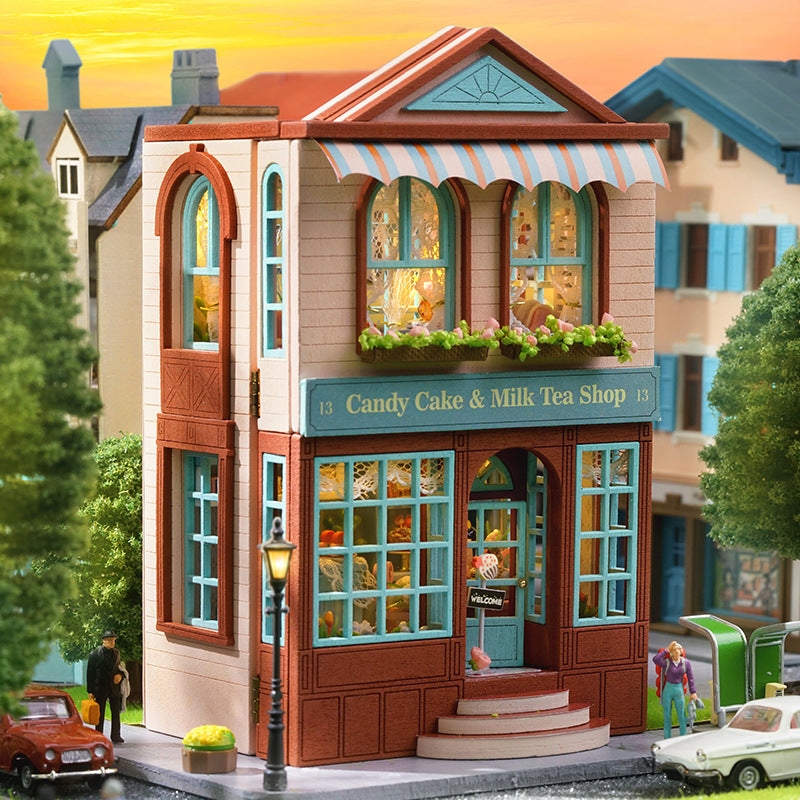 Wisdom House DIY Cottage Mini Home Series Wooden Handmade Can Be Opened and Closed Homemade Multi-level Gift Girls