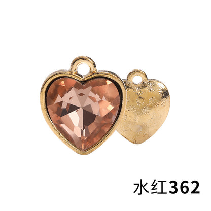 Xichuan zinc alloy peach heart crystal gold base single hanging heart-shaped glass diamond DIY jewelry earrings with diamonds pendant batch