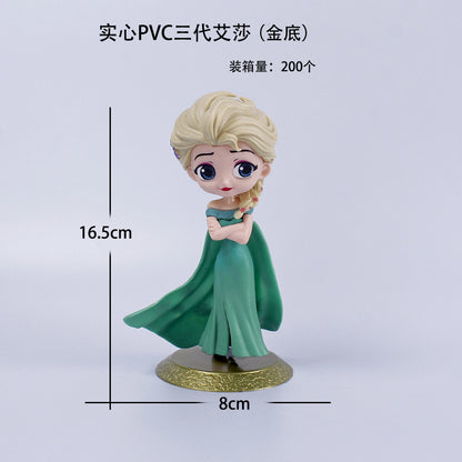 Q version of the girl, the 2nd generation of the ice and snow series princess, the 3rd generation of Elsa, the cake decoration ornaments, the figure model scene decoration