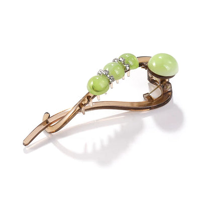 High-end and elegant beaded twisted clip, rhinestone hair clip for women, no poking at the back of the head, updo claw clip, versatile flat-head clip