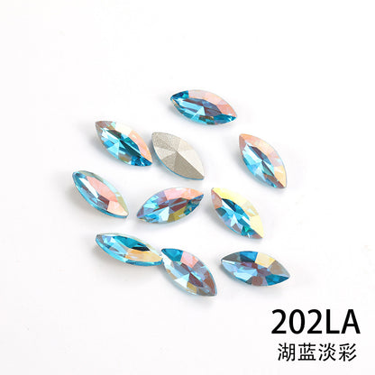 Horse eye crystal diamond, diamond-shaped coated light color glass rhinestone, DIY nail art accessories, irregular pointed and base diamond influencer