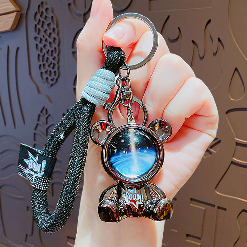 Cartoon Trendy Cool Starry Sky Bear Keychain - School Bag Pendant Creative Couple Doll Key Chain Charm Small Gift