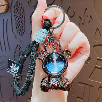 Cartoon Trendy Cool Starry Sky Bear Keychain - School Bag Pendant Creative Couple Doll Key Chain Charm Small Gift