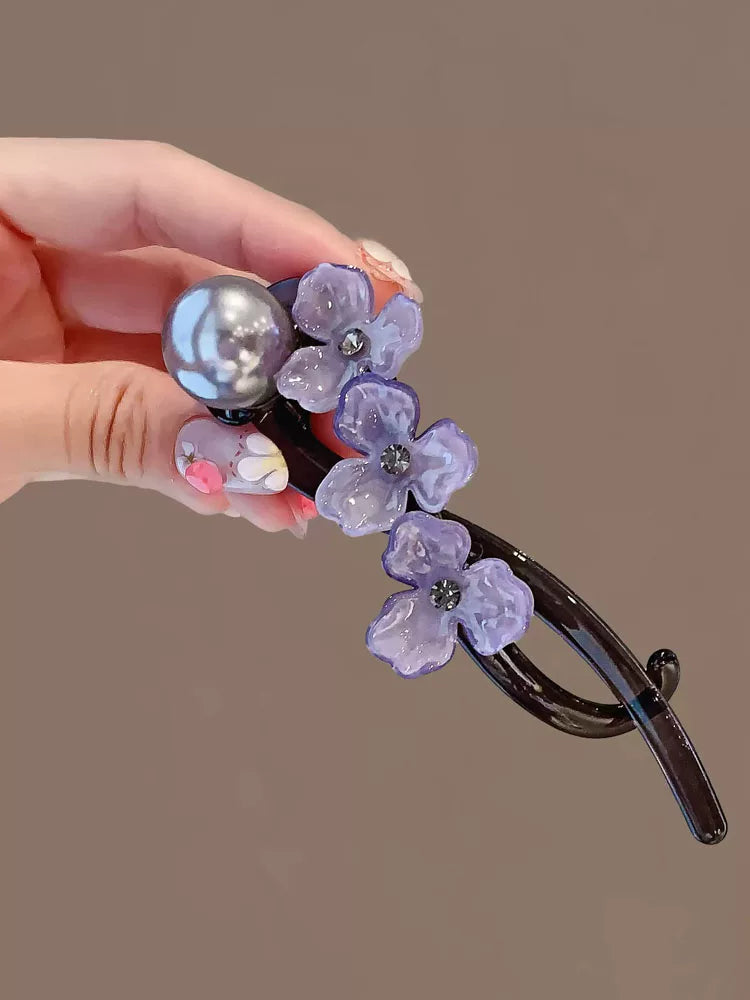 Elegant and sophisticated floral twist hair clips for women, 2026 new high-end back hair clip, straight duckbill clip