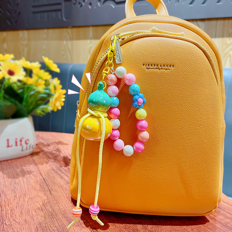 Creative simulation color beaded gourd keychain mobile phone chain pendant school bag keychain charm small gift wholesale