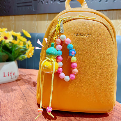 Creative simulation color beaded gourd keychain mobile phone chain pendant school bag keychain charm small gift wholesale