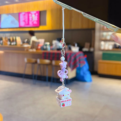 Original handmade DIY cute cat mobile phone chain lanyard car bag beaded keychain doll pendant