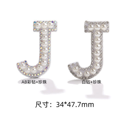English Letter Hot Patch Stickers - 26 Letters White Imitation Pearl DIY Clothing Accessories